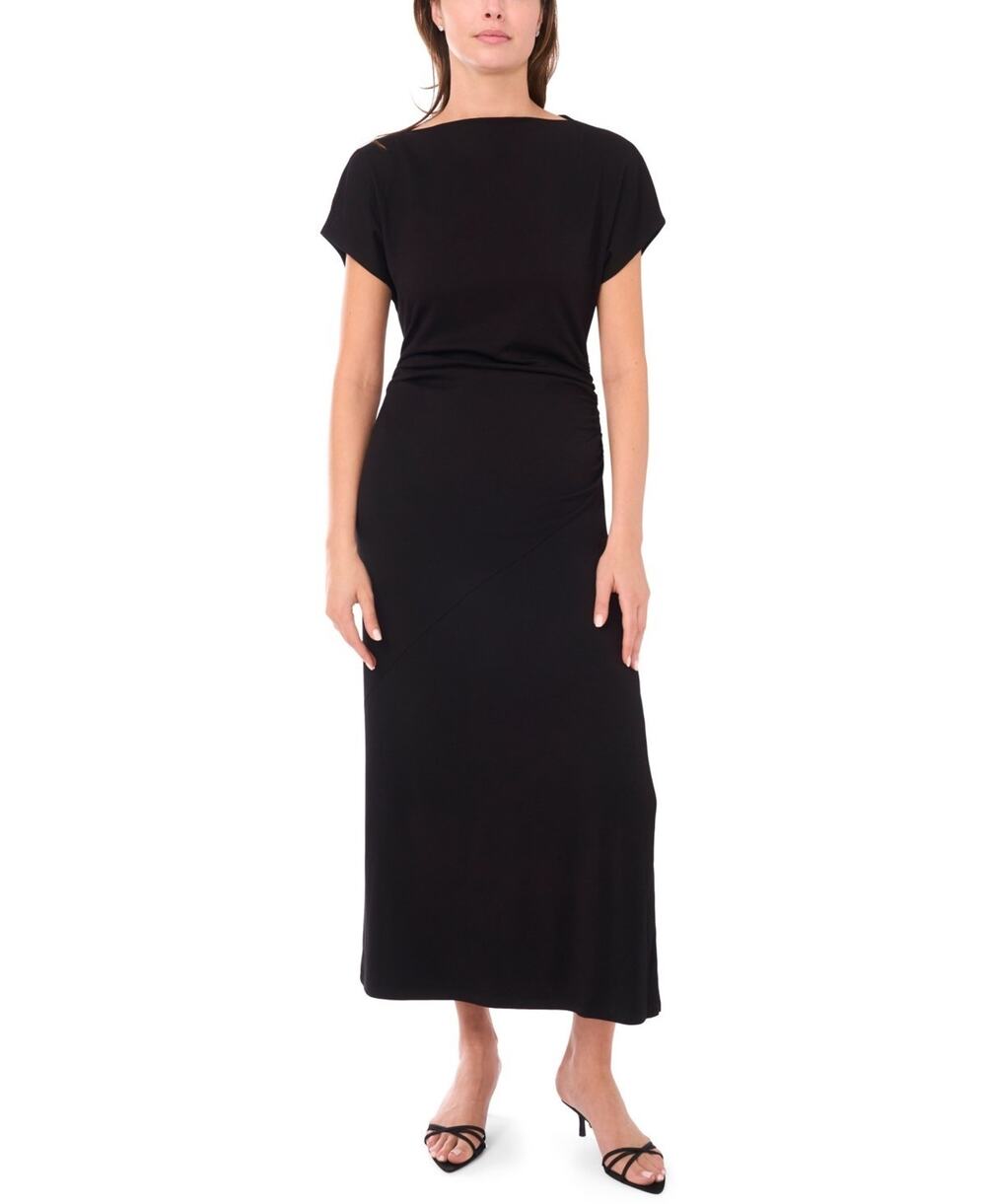MSK Women's Boat Neck Dolman Sleeve Dress Black Size L 3804